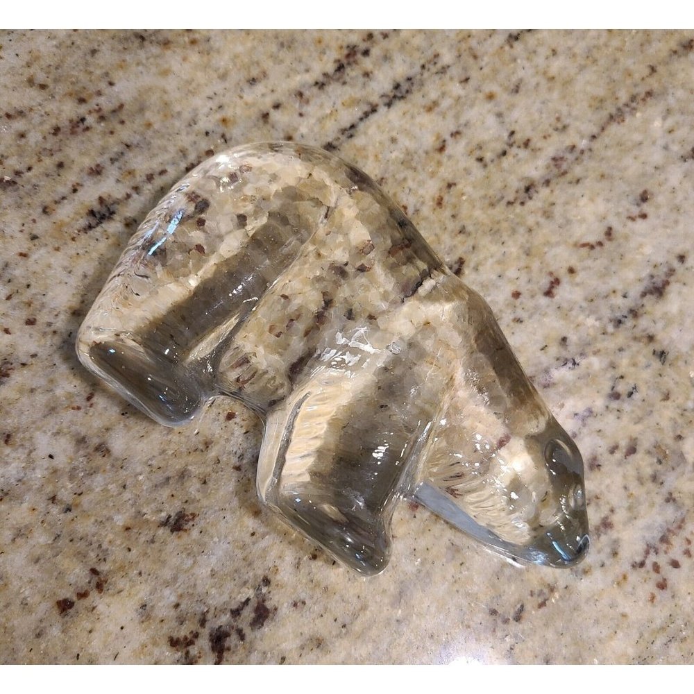Viking Glass Clear Polar Bear Paperweight Figurine. No Chips.